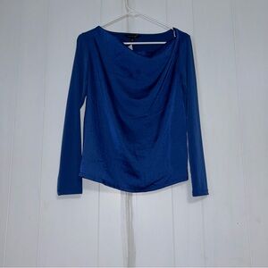 Banana Republic Royal Blue Draped Cowl Neck Blouse, size XS